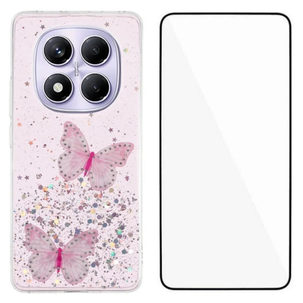 (Pink) For Xiaomi Redmi Note 14 Pro 4G Tpu Case Wanlonfeng Aw Series Pvc Butterfly Epoxy Phone Cover With Hd Film Pink 6914288566421