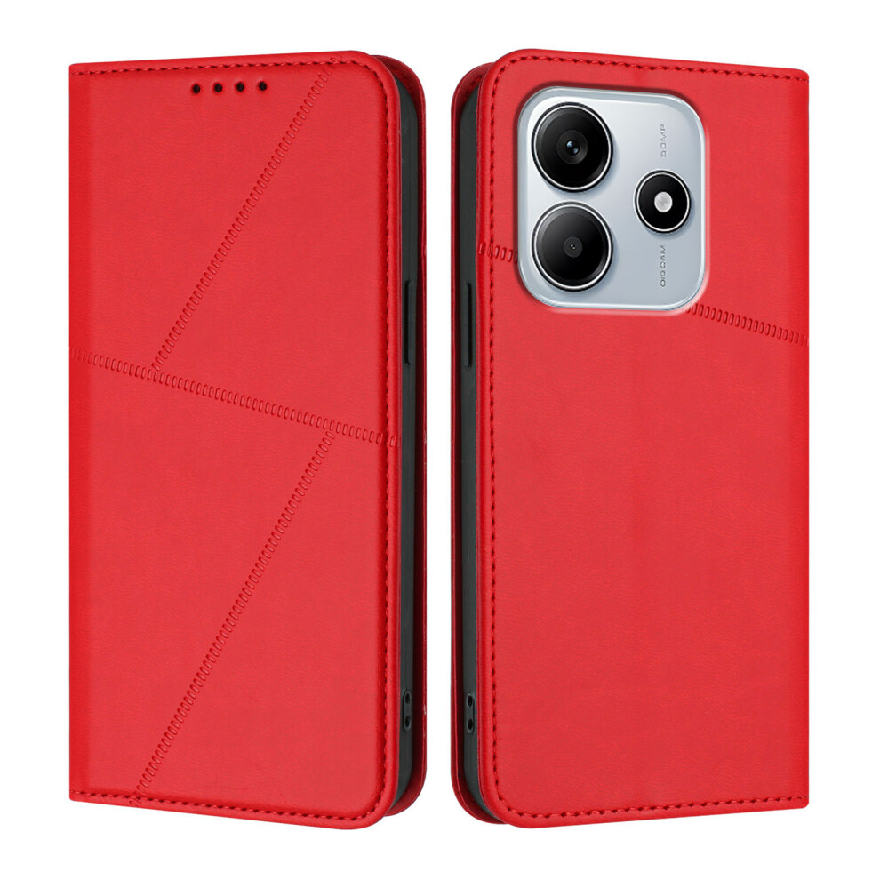 (Red) For Xiaomi Mi Note 14 5G (China) / Xiaomi Poco M7 Pro 5G / Xiaomi Mi Note 14 5G Wallet Case Magnetic Closure Leather Flip P Red 6914285504754