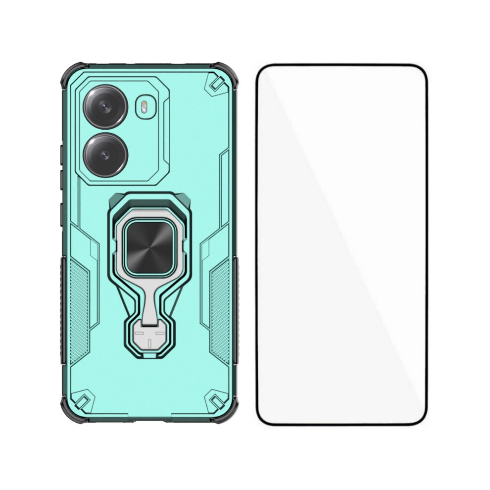 (Green) For Xiaomi Redmi Turbo 4 5G Phone Case Wanlonfeng Pc Tpu Back Cover Kickstand With Tempered Glass Green 6914284063795