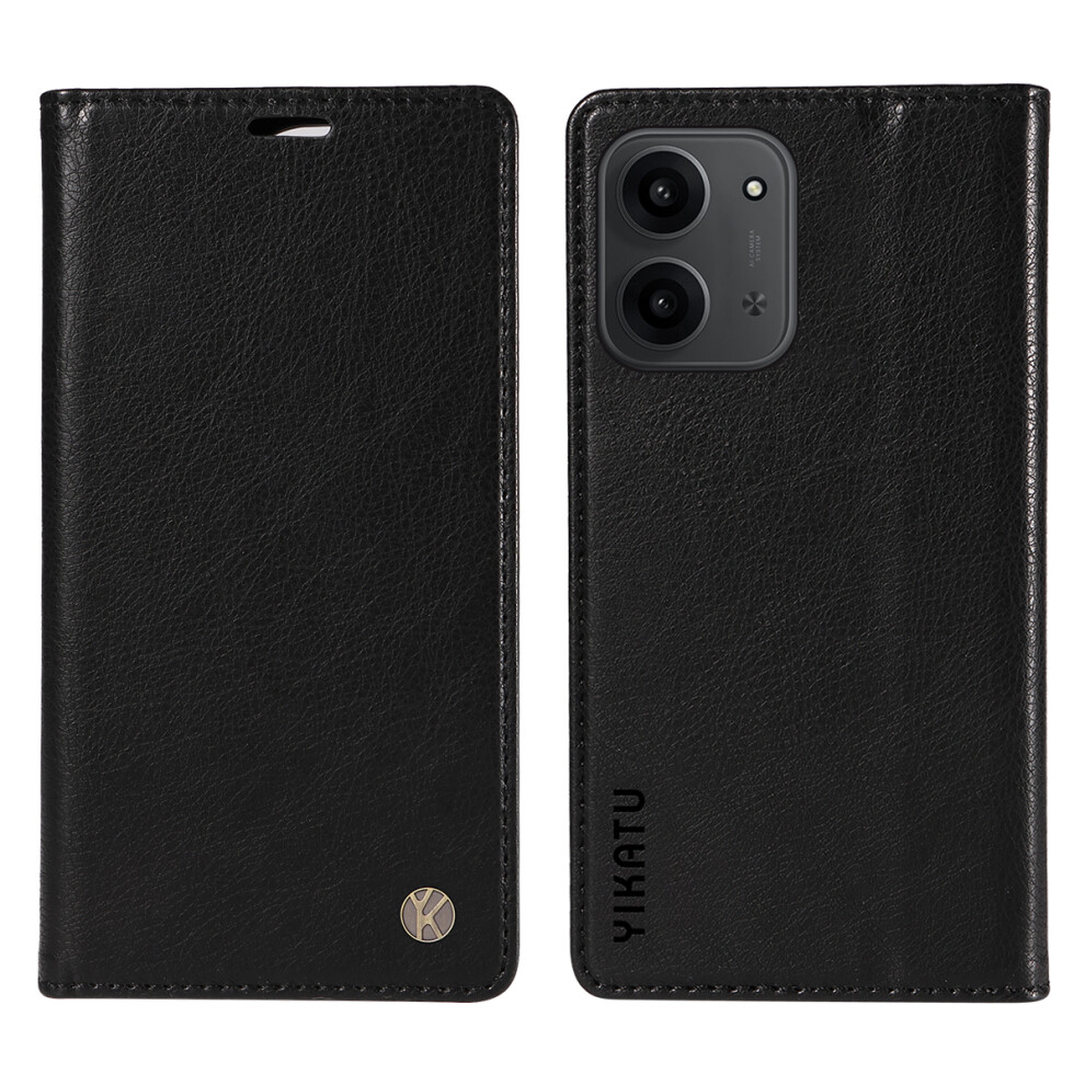 (Black) For Xiaomi Redmi 15C 4G (Global) (171Mm) / Poco C85 4G (171Mm) Wallet Case Yikatu Yk-006 Leather Phone Cover Litchi Texture Black 6914280488820