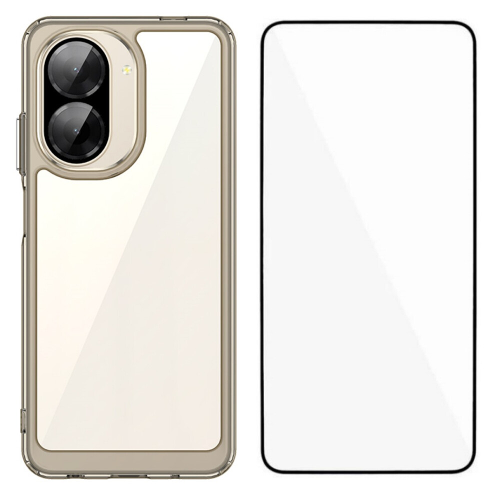 (Transparent ) For Xiaomi Redmi A5 Nfc (Eu) (173.45Mm) Phone Case Wanlonfeng Xc Series Tpu Acrylic Cover With Tempered Glass (Big Lens Hole) Grey 6914287731370