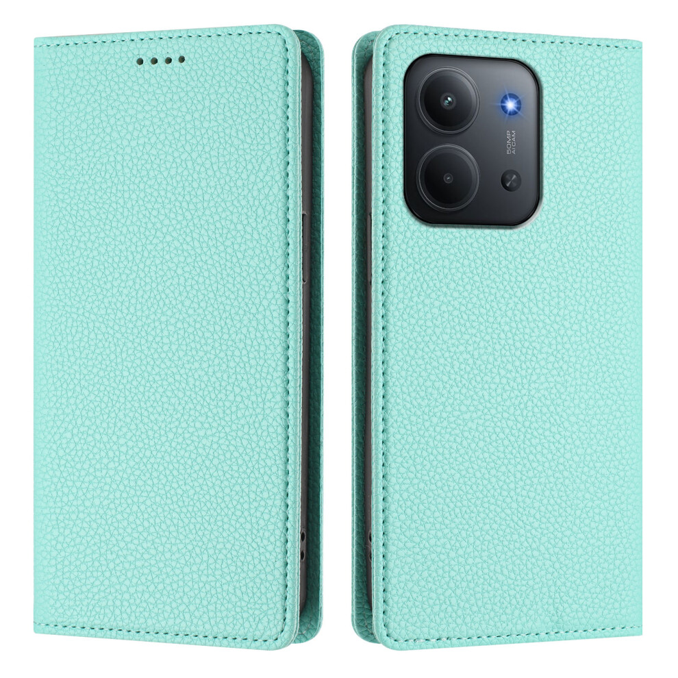 (Mint ) For Xiaomi Redmi 15C 5G (Eu) (173Mm) / 15C 4G (Eu) (173Mm) Wallet Case Rfid Blocking Litchi Texture Leather Mobile Cover Green 6914283632091