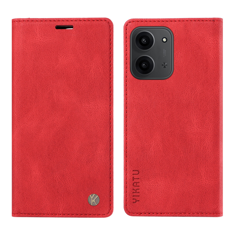 (Red) For Xiaomi Mi 15C 4G (Global) (171Mm) / Poco C85 4G (171Mm) Leather Cover Yikatu Yk-004 Skin-Touch Wallet Phone Cases Red 6914286996916