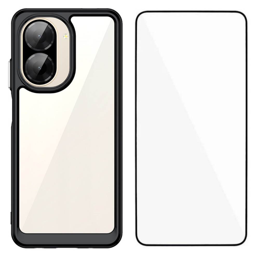 (Black) For Xiaomi Redmi A5 Nfc (Eu) (173.45Mm) Phone Case Wanlonfeng Xc Series Tpu Acrylic Cover With Tempered Glass (Big Lens Hole) Black 6914282026174