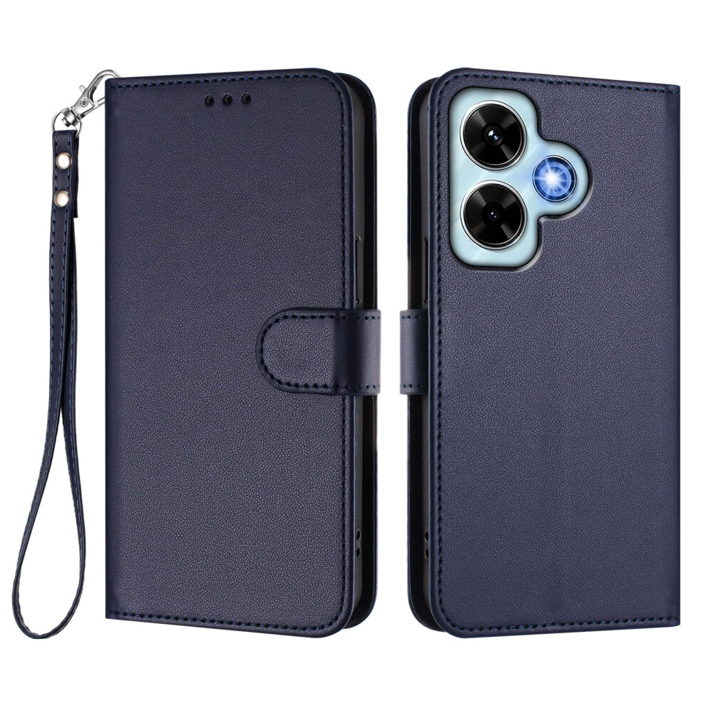 (Blue) For Xiaomi Redmi Note 13 4G Leather Case Wallet Stand Phone Cover With Wrist Strap Blue 6914280481548
