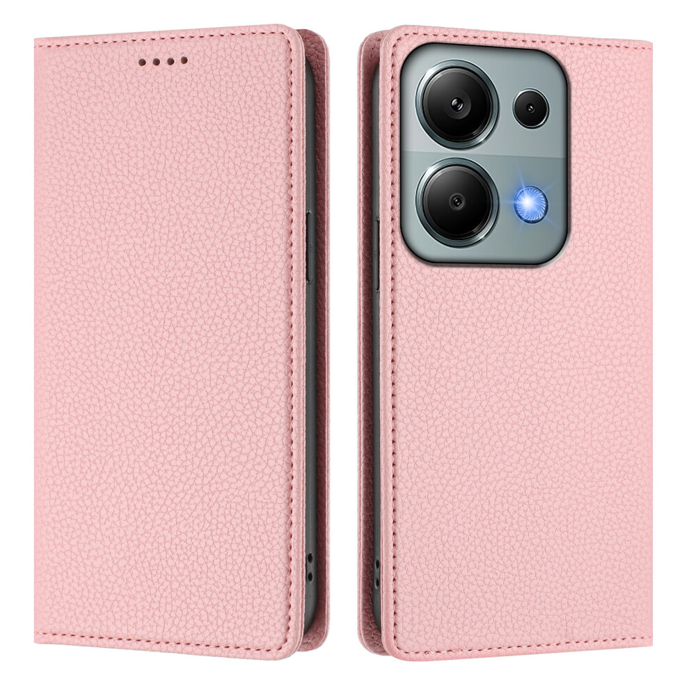 (Pink) For Xiaomi Poco M6 Pro 4G / Xiaomi Redmi Note 13 Pro 4G Wallet Case Rfid Blocking Litchi Texture Leather Mobile Cover Pink 6914285877582