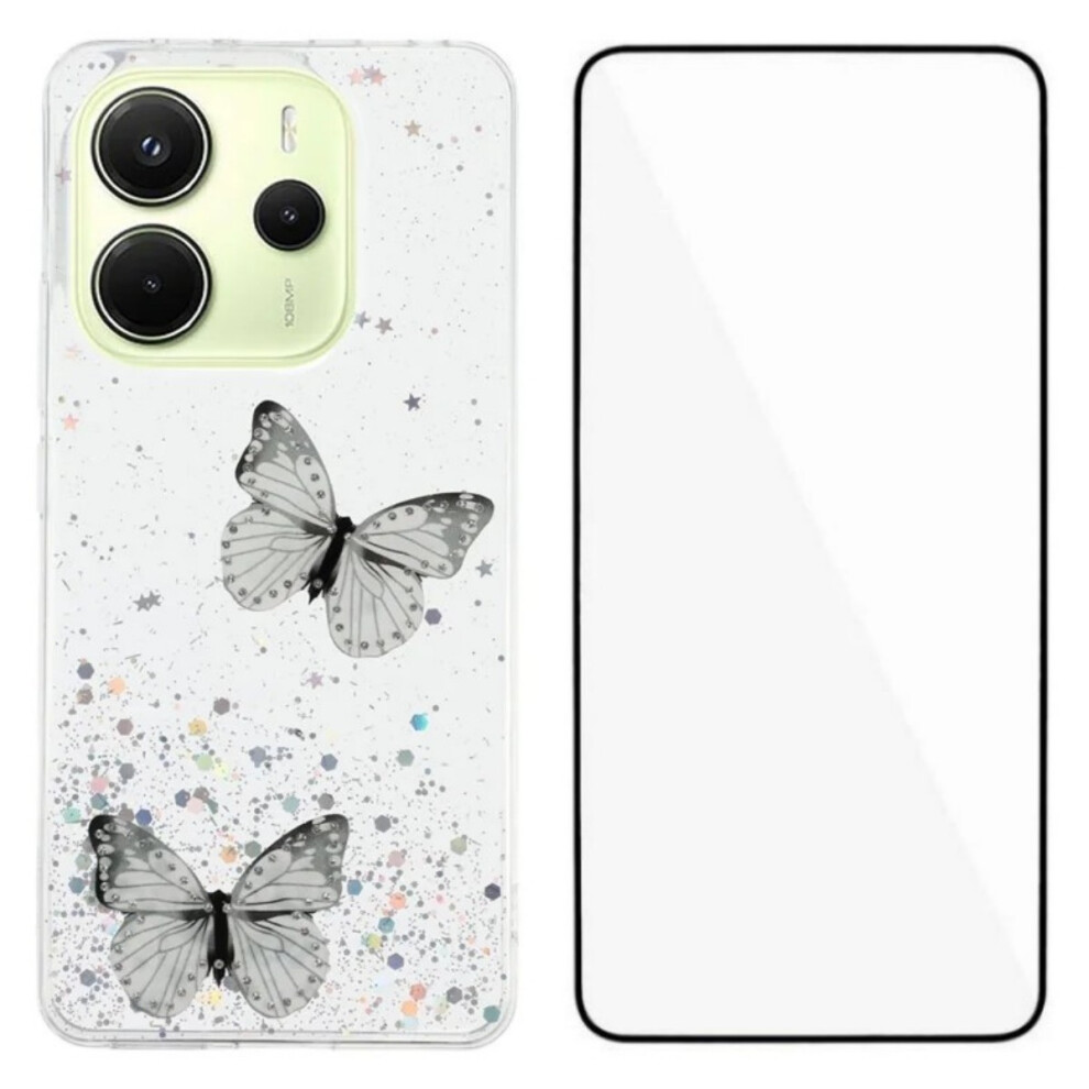 (White) For Xiaomi Redmi Note 14 4G (163.25Mm) Tpu Case Wanlonfeng Aw Series Pvc Butterfly Epoxy Phone Cover With Hd Film White 6914288286268