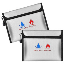 2er-Pack feuerfeste und wasserdichte Dokumententasche – 23 x 18 cm große, sichere Tasche für Dokumente, Bargeld, Akten usw.