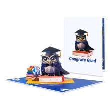 Owl 3D Popping Up Graduation Card For College Graduation, Paper Texture, Size A6, Academic Achievement Card