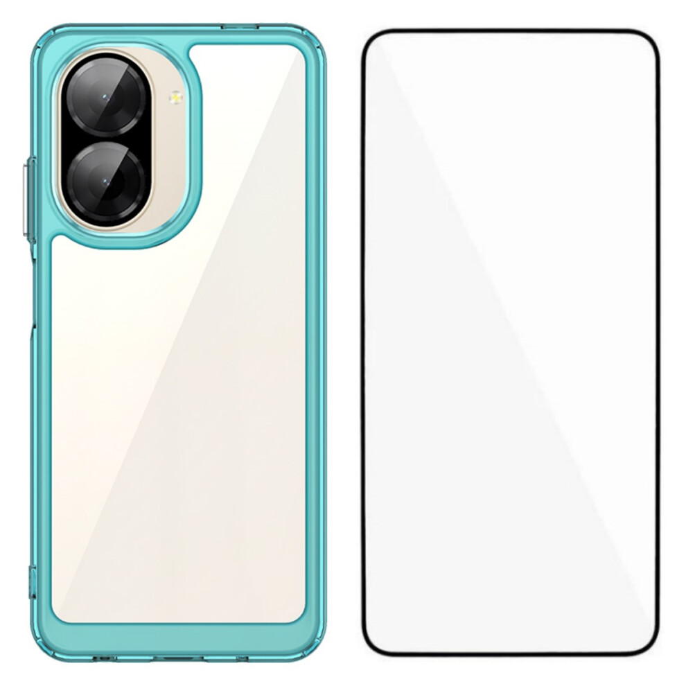 (Transparent ) For Xiaomi Redmi A5 4G (171.7Mm) Phone Case Wanlonfeng Xc Series Tpu Acrylic Cover With Tempered Glass (Big Lens Hole) Blue 6914284233631