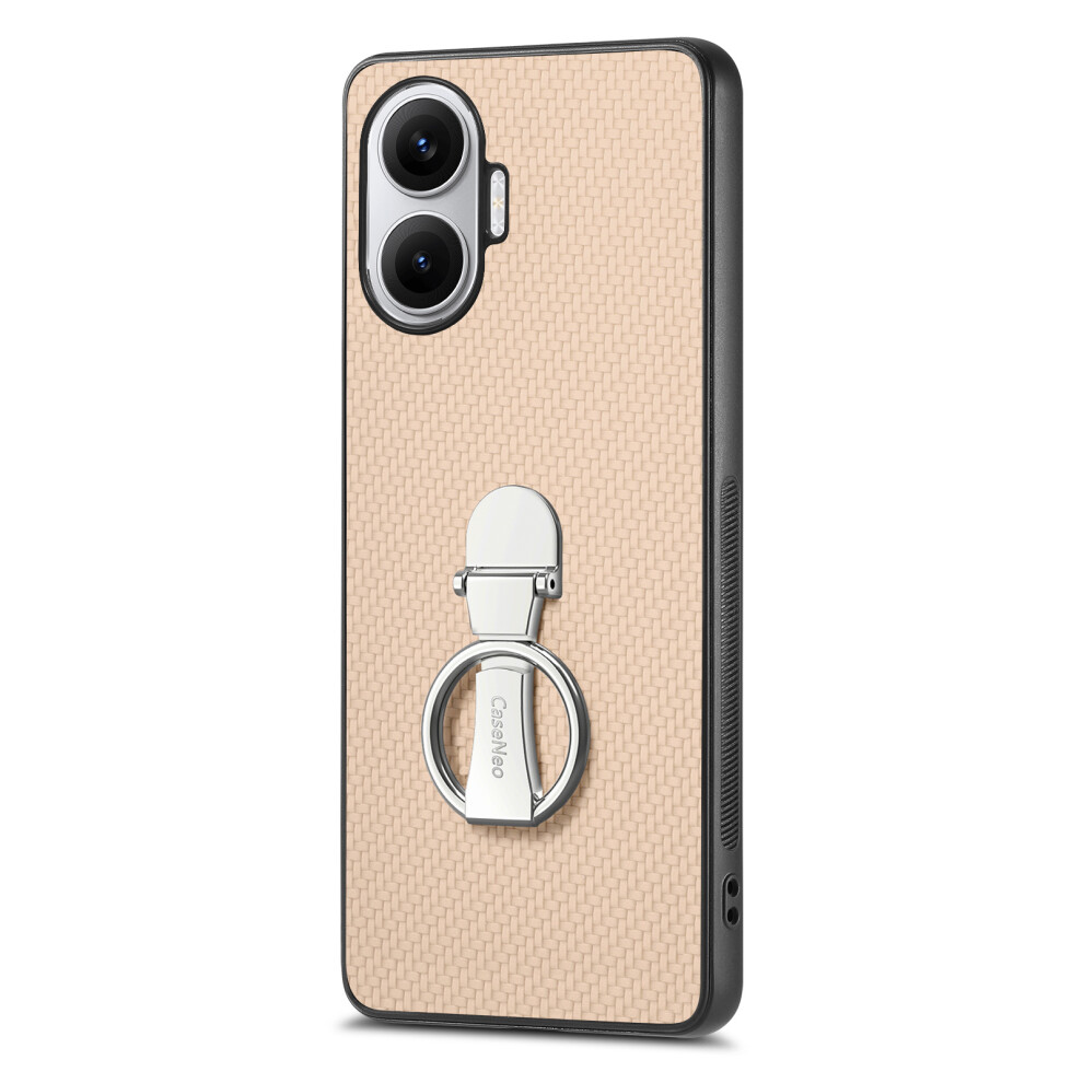 (Apricot) For Xiaomi Redmi Turbo 4 Pro 5G Case Folding Kickstand Leather Back Cover Carbon Fiber Texture 6914283463084