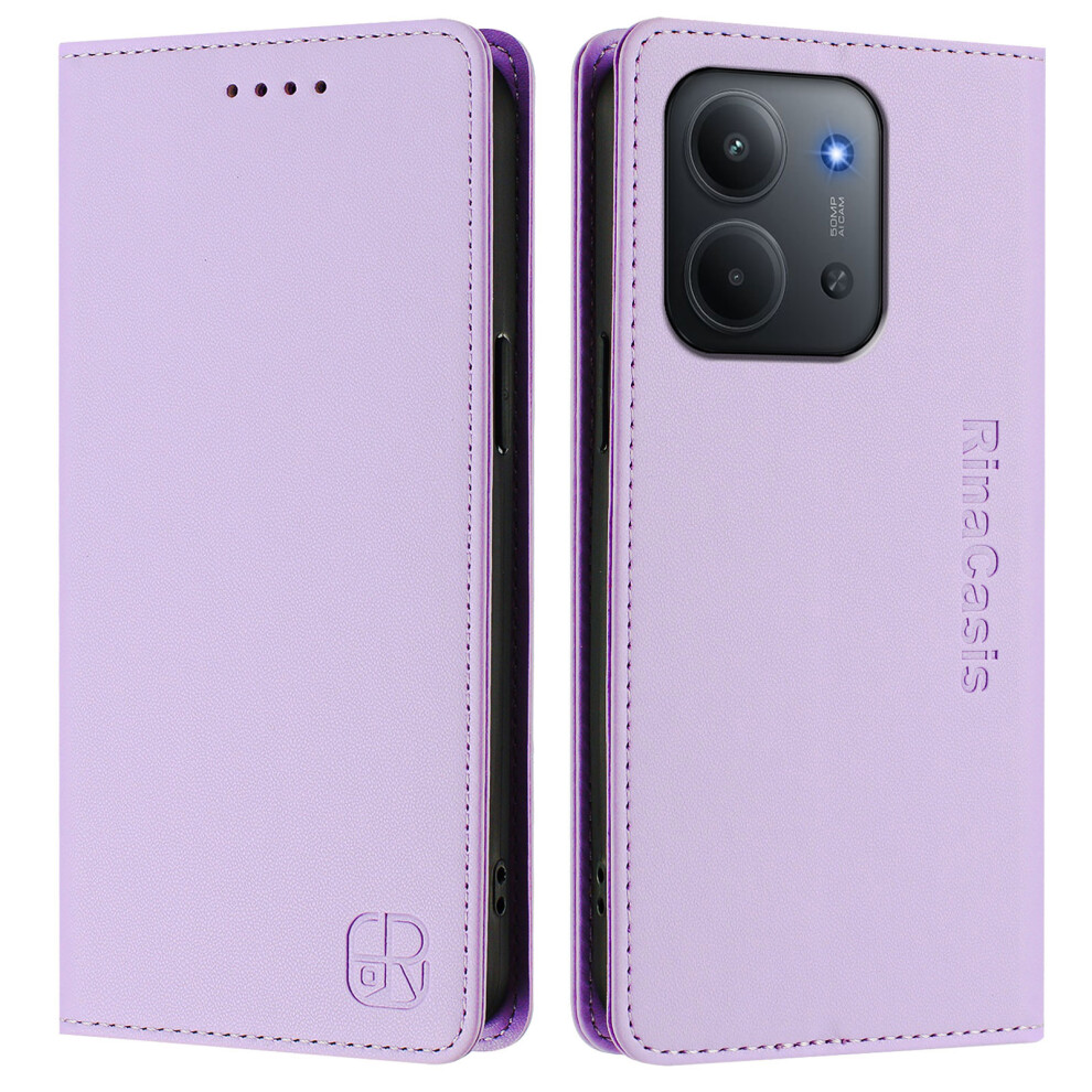(Light ) For Xiaomi Redmi 15C 4G (Global) (171Mm) / Poco C85 4G (171Mm) Leather Case Rinacasis Rc01 Phone Cover With Rfid Blocking Wallet Purple 6914283292424