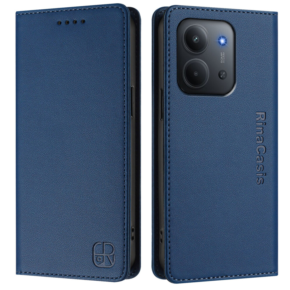 (Dark ) For Xiaomi Redmi 15C 4G (Global) (171Mm) / Poco C85 4G (171Mm) Leather Case Rinacasis Rc01 Phone Cover With Rfid Blocking Wallet Blue 6914288983365
