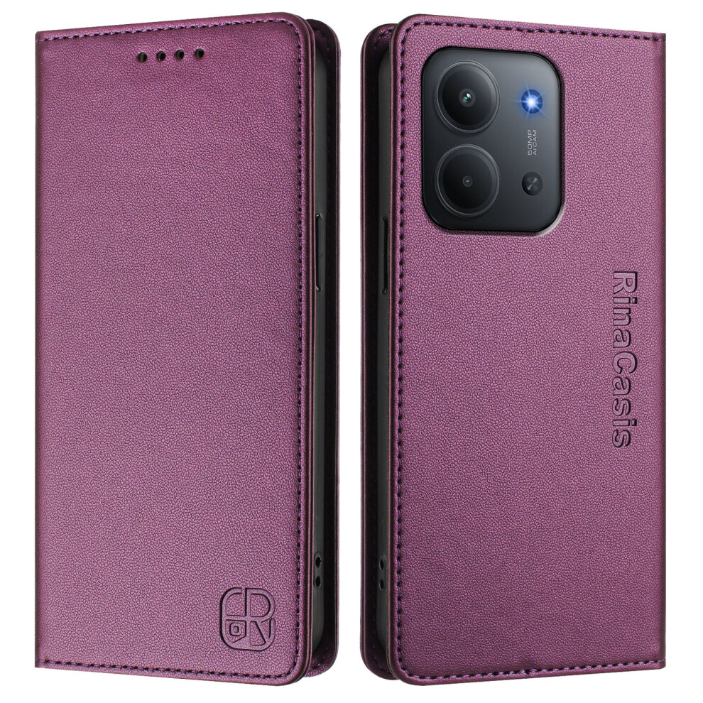 (Violet) For Xiaomi Redmi 15C 4G (Global) (171Mm) / Poco C85 4G (171Mm) Leather Case Rinacasis Rc01 Phone Cover With Rfid Blocking Wallet 6914283134236