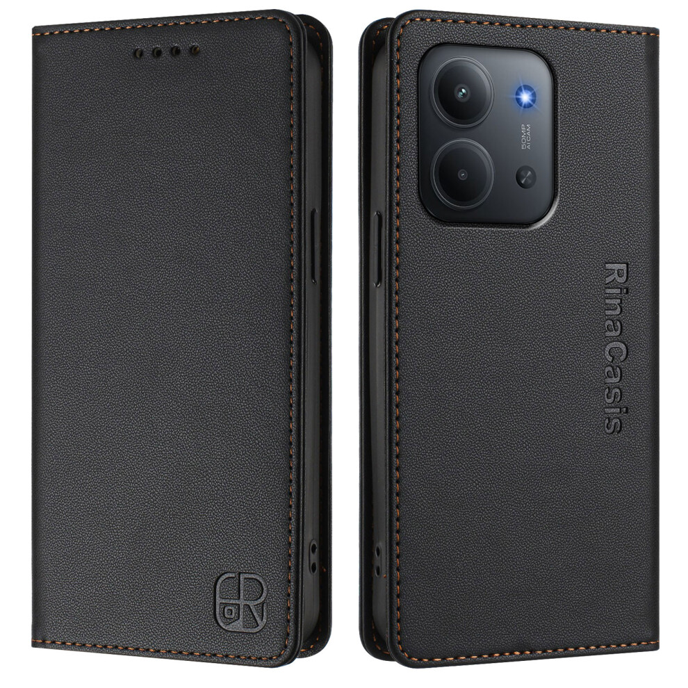 (Black) For Xiaomi Redmi 15C 4G (Global) (171Mm) / Poco C85 4G (171Mm) Leather Case Rinacasis Rc01 Phone Cover With Rfid Blocking Wallet Black 6914282028215