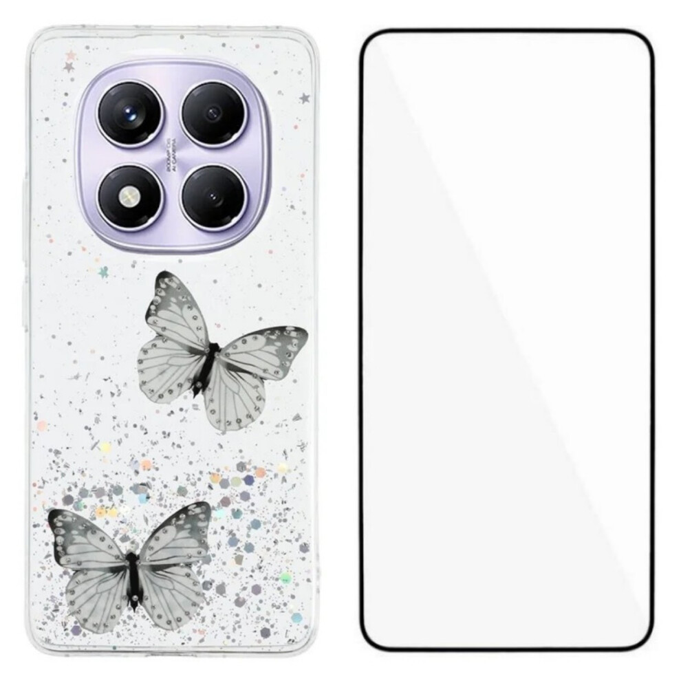 (White) For Xiaomi Redmi Note 14 Pro 4G Tpu Case Wanlonfeng Aw Series Pvc Butterfly Epoxy Phone Cover With Hd Film White 6914287326491