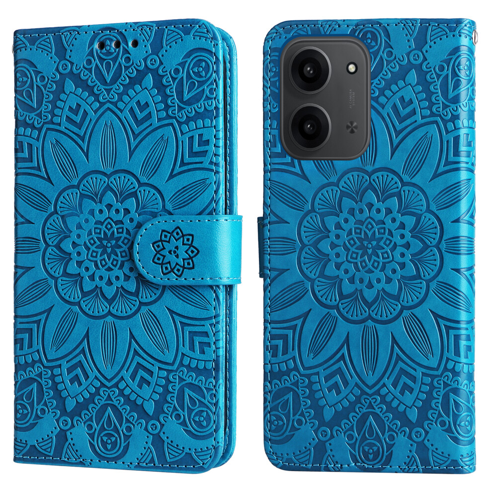 (Blue) For Xiaomi Redmi 15C 4G (Global) (171Mm) / Poco C85 4G (171Mm) Case Sunflower Imprint Leather Wallet Phone Cover Blue 6914288112277