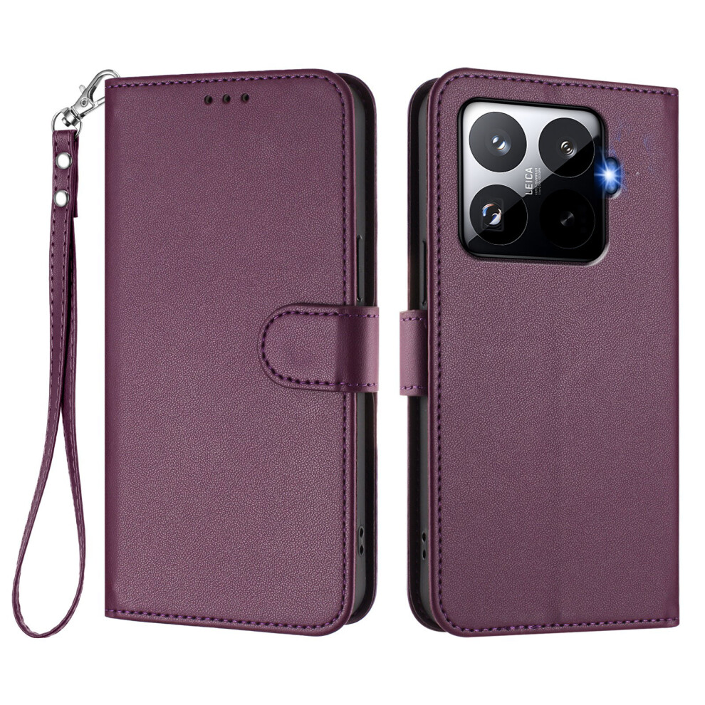 (Purple) For Xiaomi 15T Pro Leather Case Wallet Stand Phone Cover With Wrist Strap Purple 6914289889093