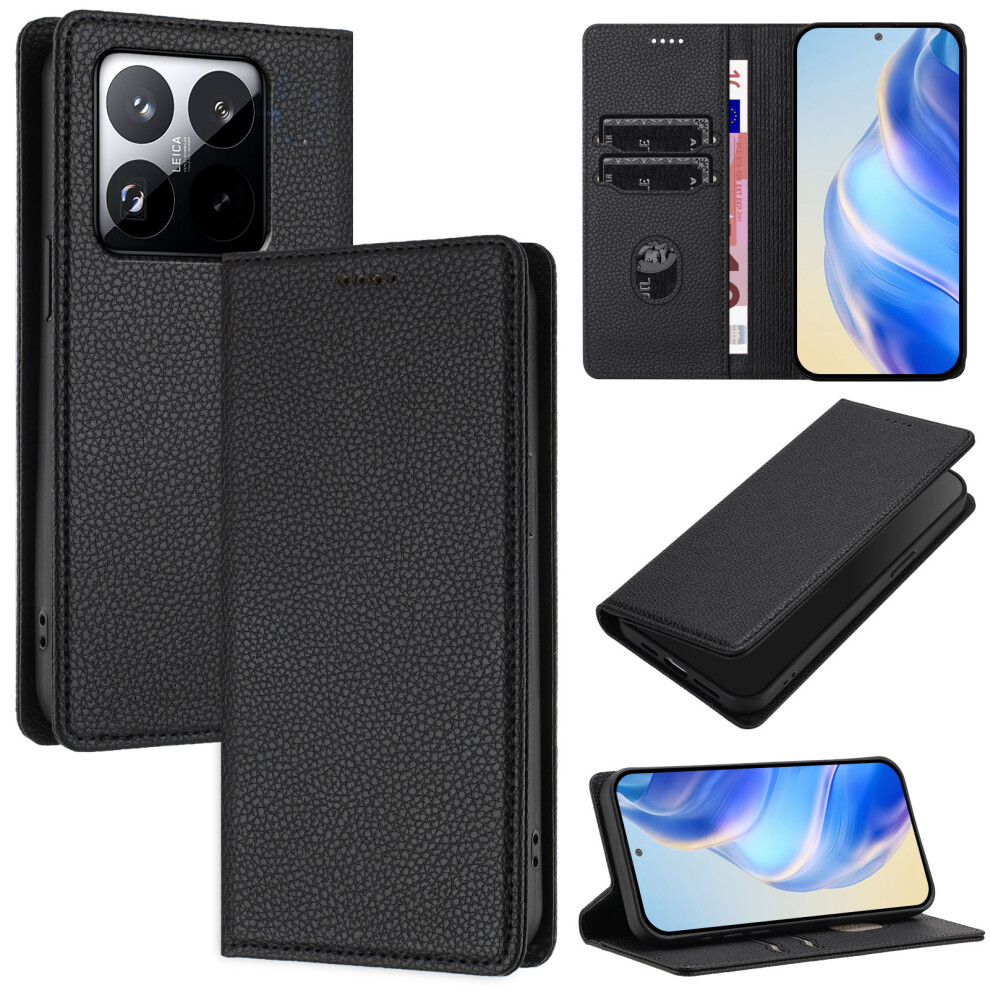 (Black) For Xiaomi 15T Wallet Case Rfid Blocking Litchi Texture Leather Mobile Cover Black 6914280823379
