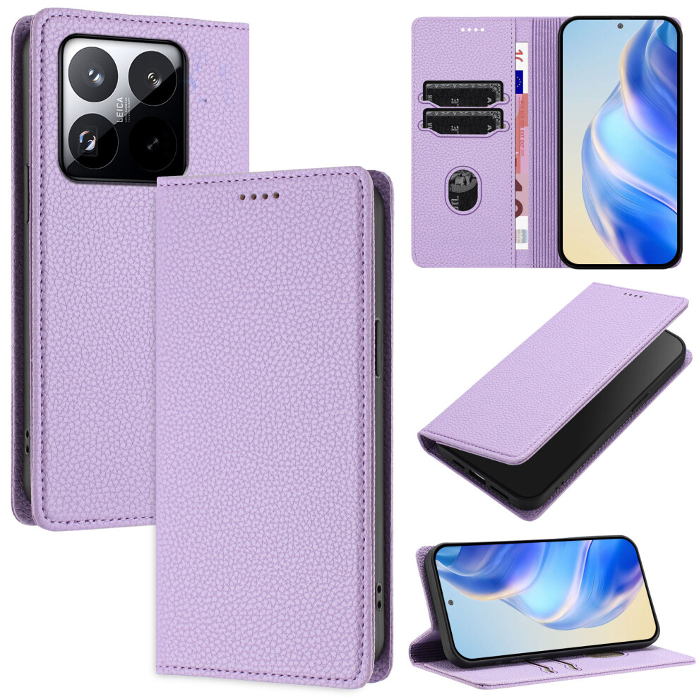 (Light ) For Xiaomi 15T Wallet Case Rfid Blocking Litchi Texture Leather Mobile Cover Purple 6914286049209