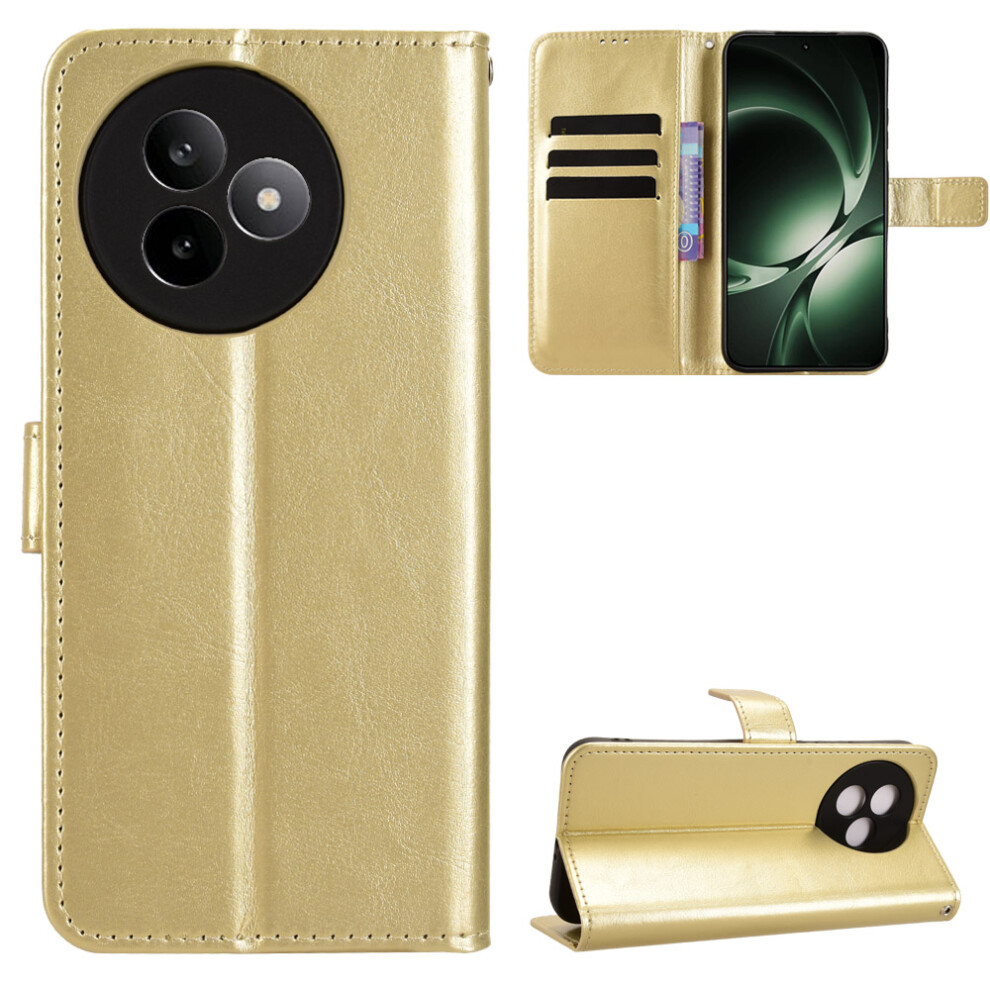 (Gold) For Xiaomi Redmi K80 Ultra 5G Pu Leather Case With Strap Crazy Horse Texture Phone Wallet Cover Gold 6914289457650
