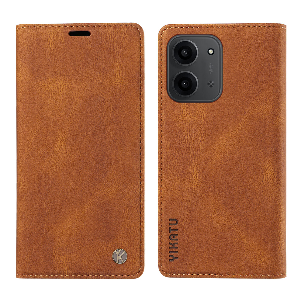 (Brown) For Xiaomi Redmi 15C 4G (Global) (171Mm) / Poco C85 4G (171Mm) Leather Cover Yikatu Yk-004 Skin-Touch Wallet Phone Cases Brown 6914285158841