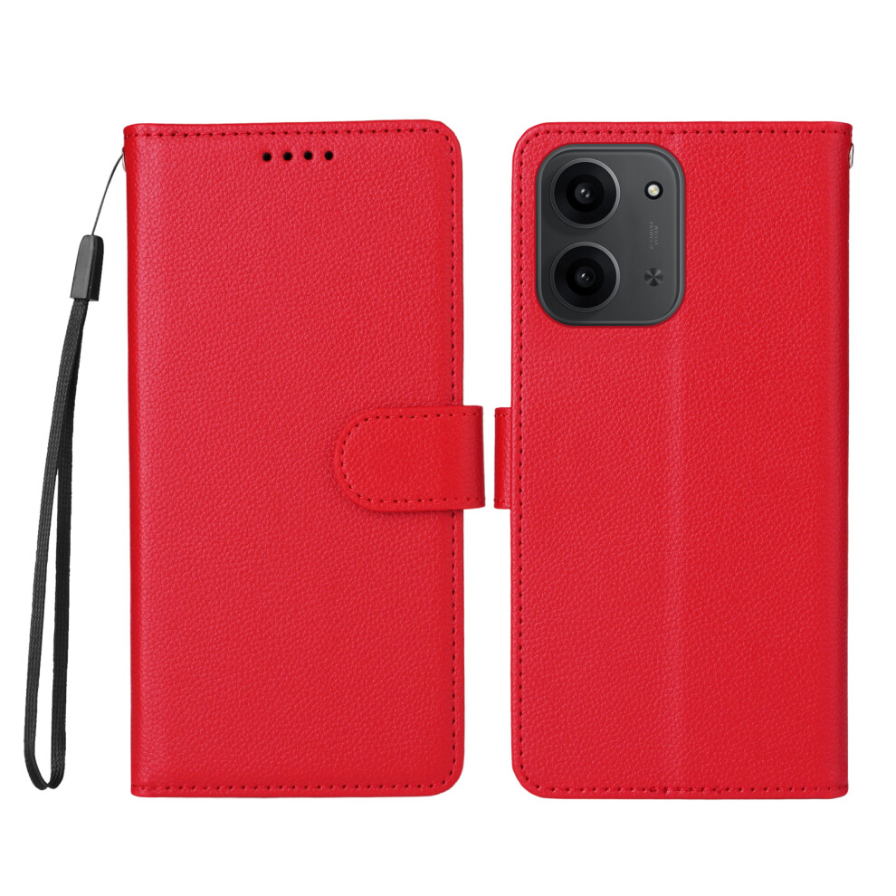 (Red) For Xiaomi Mi 15C 4G (Global) (171Mm) / Poco C85 4G (171Mm) Case Rfid Blocking 3 Card Slots Pu Leather Phone Cover With Wrist S Red 6914294289284