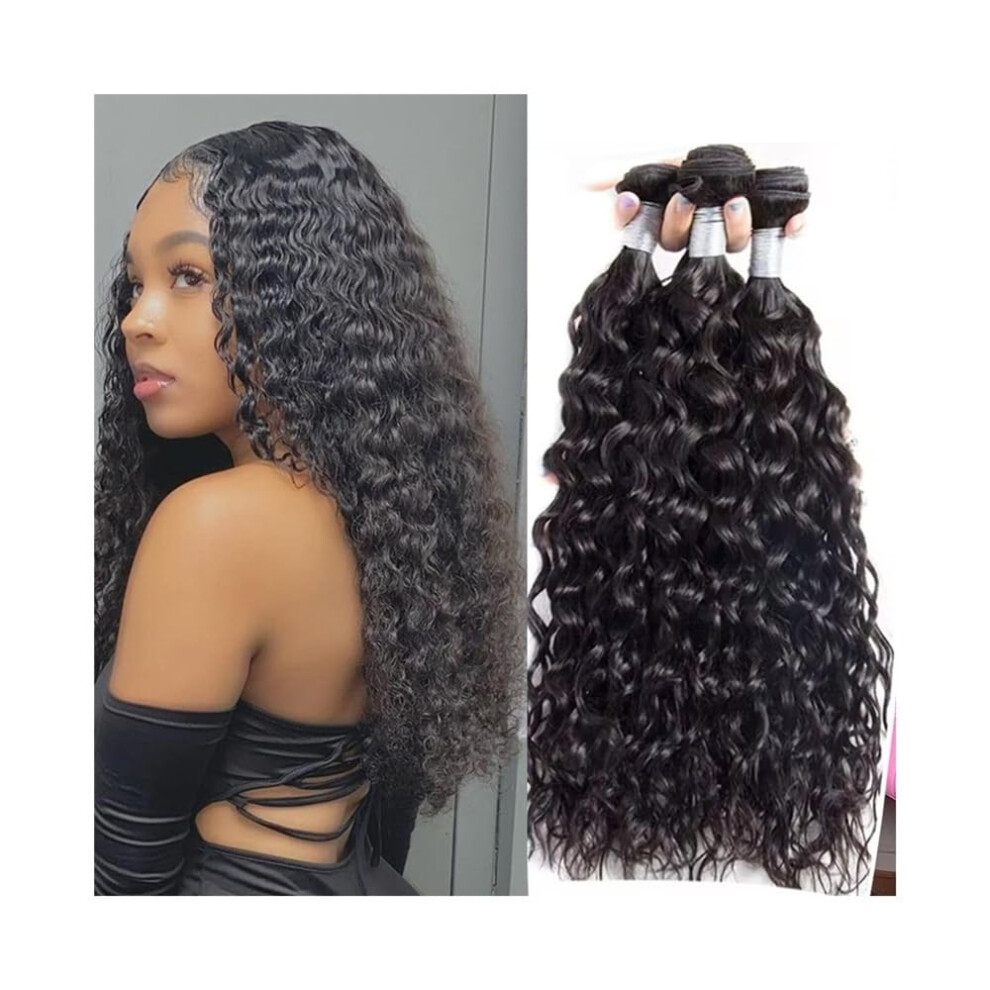 Unisex Hair Weave Bundles Water Wave Brazilian Virgin Human Hair 832 Inch Range Wet And Wavy Curly Hair Extensions 18 Inch