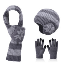 Gants pour enfants, écharpe, chapeau pour le cyclisme-gris foncé