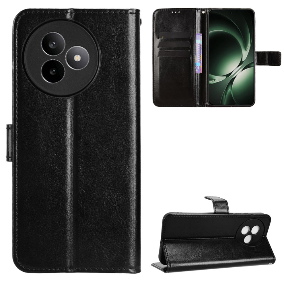 (Black) For Xiaomi Redmi K80 Ultra 5G Pu Leather Case With Strap Crazy Horse Texture Phone Wallet Cover Black 6914284609450