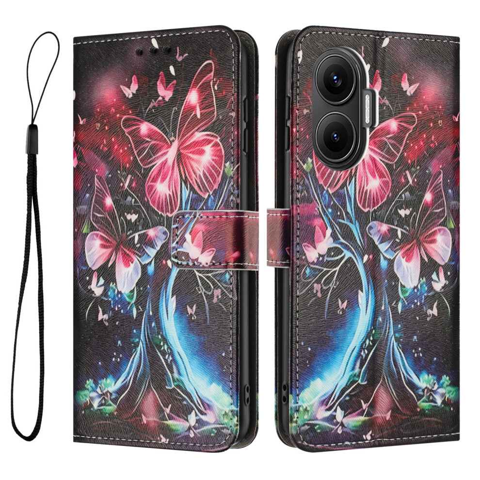 (Butterfly Tree) For Xiaomi Redmi Turbo 4 Pro 5G / Xiaomi Poco F7 5G Wallet Case Pattern Printing Pu Leather Phone Cover With Lanyard 6914288352604