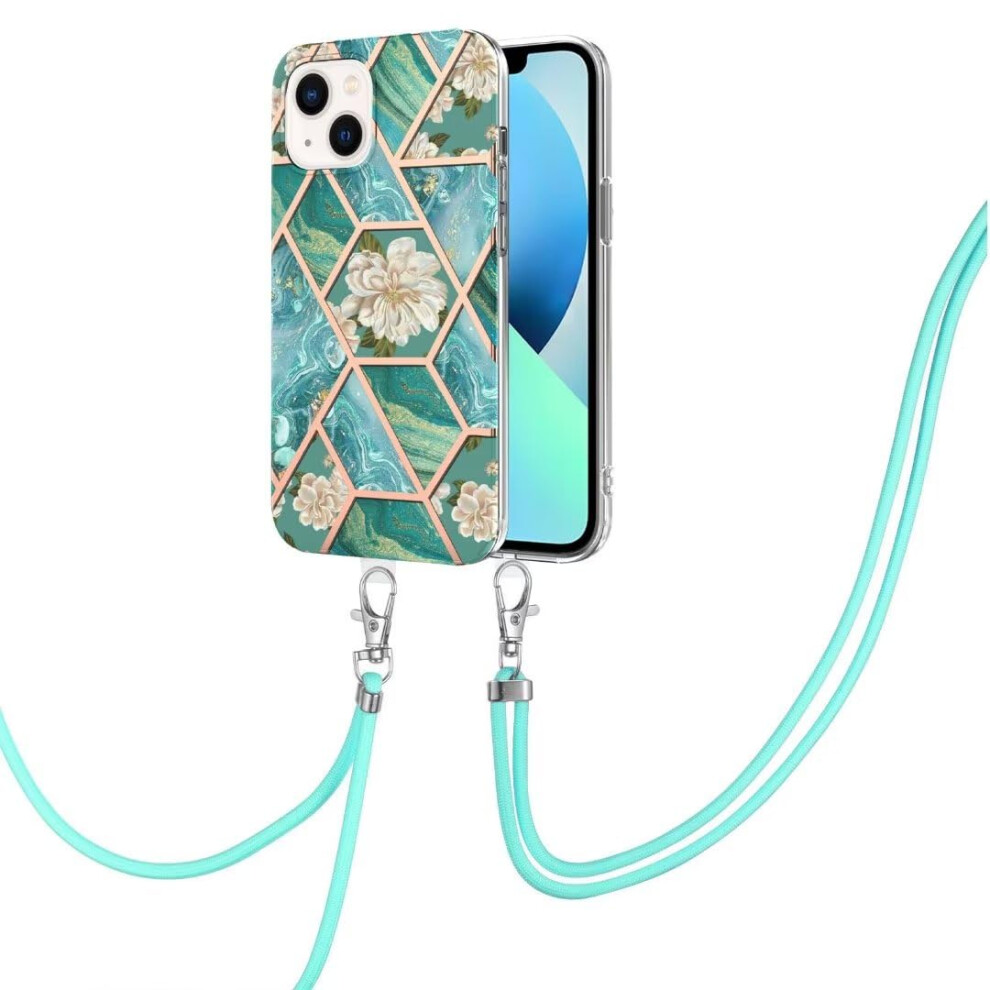 Crossbody Case For Samsung Galaxy A34 5G Marble Pattern, Slim Glitter Glossy Tpu Silicone Lanyard Shockproof Bumper Blue 9365049261364