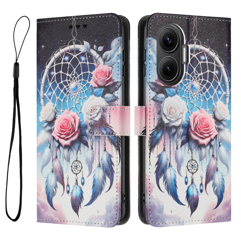 (Flower Wind Chime) For Xiaomi Redmi Turbo 4 Pro 5G / Xiaomi Poco F7 5G Wallet Case Pattern Printing Pu Leather Phone Cover With Lanyard 6914287500204