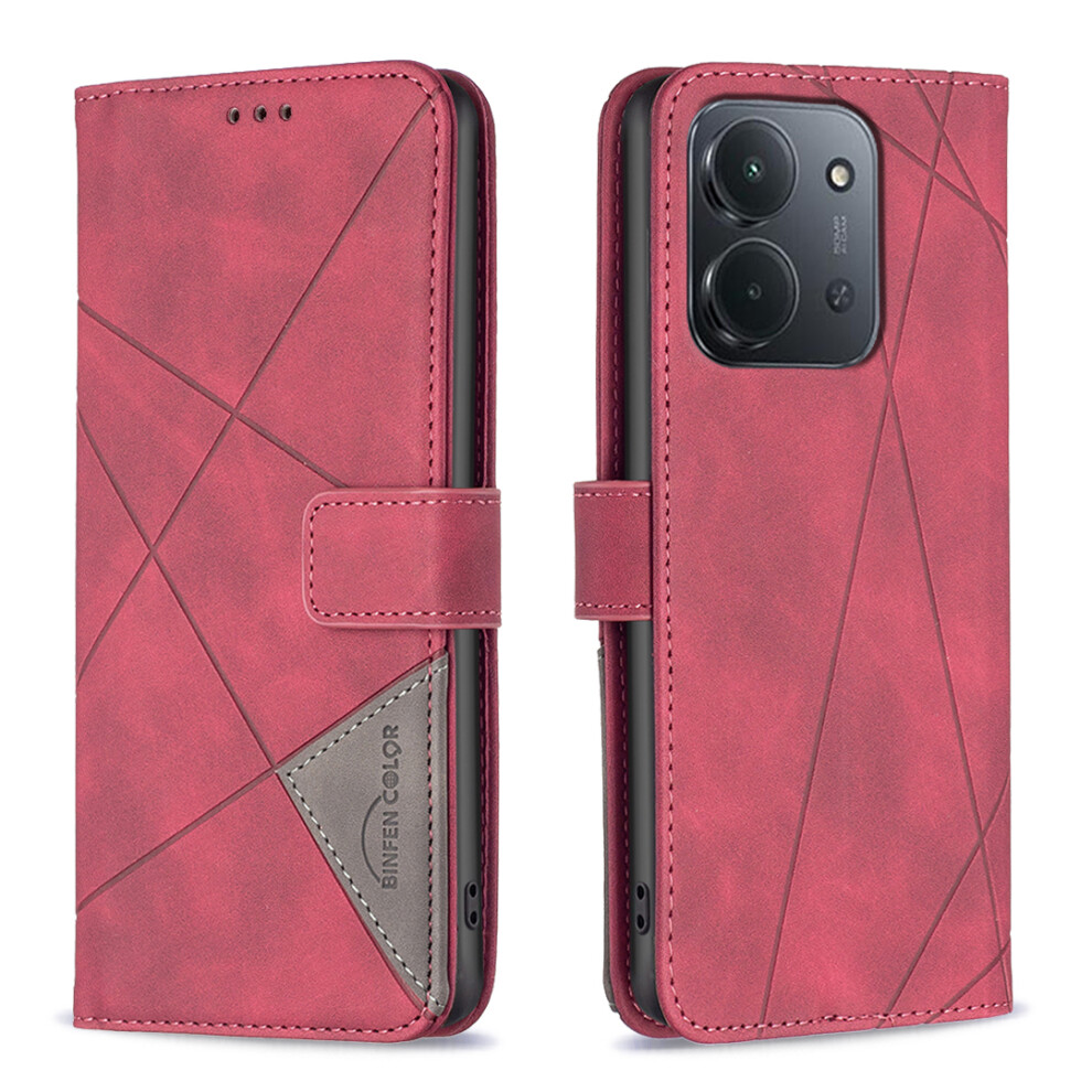 (Red) For Xiaomi Mi 15C 4G (Eu) (173Mm) / 15C 5G (Eu) (173Mm) / Poco C85 4G (173Mm) Phone Case Binfen Color Geometry Imprinted Leath Red 6914282018162