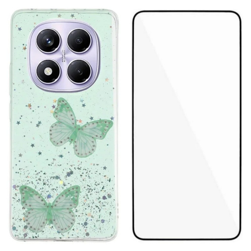 (Green) For Xiaomi Redmi Note 14 Pro 4G Tpu Case Wanlonfeng Aw Series Pvc Butterfly Epoxy Phone Cover With Hd Film Green 6914282717294
