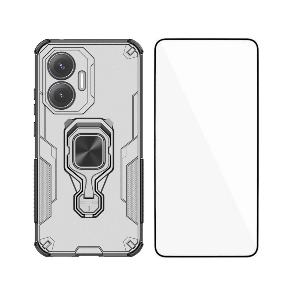 (Grey) For Xiaomi Poco F7 5G / Redmi Turbo 4 Pro 5G Phone Case Wanlonfeng Pc Tpu Back Cover Kickstand With Tempered Glass Grey 6914282557173