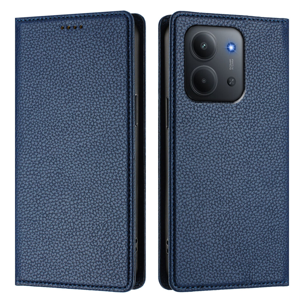(Dark ) For Xiaomi Redmi 15C 4G (Global) (171Mm) / Poco C85 4G (171Mm) Wallet Case Rfid Blocking Litchi Texture Leather Mobile Cover Blue 6914283589388