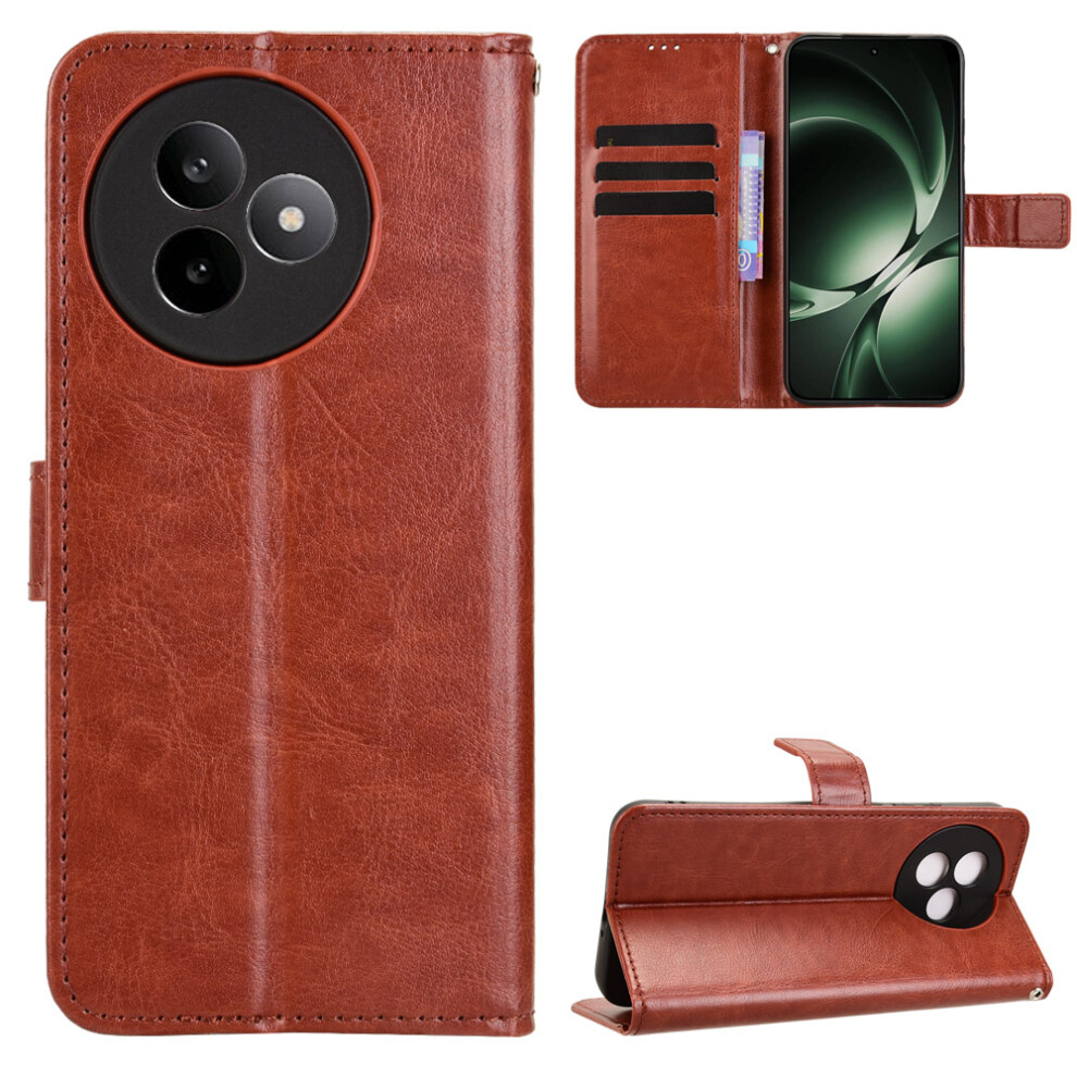 (Brown) For Xiaomi Redmi K80 Ultra 5G Pu Leather Case With Strap Crazy Horse Texture Phone Wallet Cover Brown 6914283750016