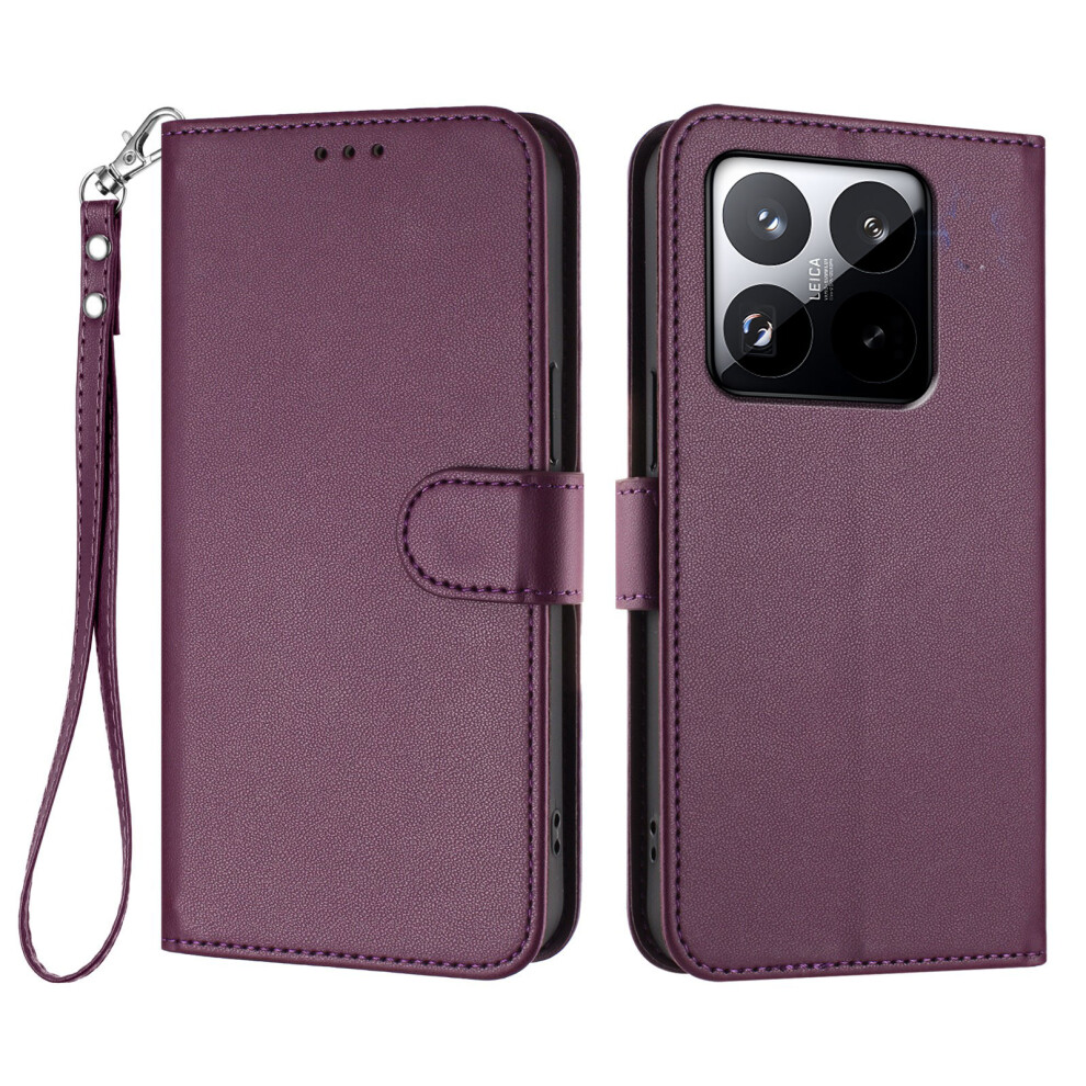 (Purple) For Xiaomi 15T Leather Case Wallet Stand Phone Cover With Wrist Strap Purple 6914289422368