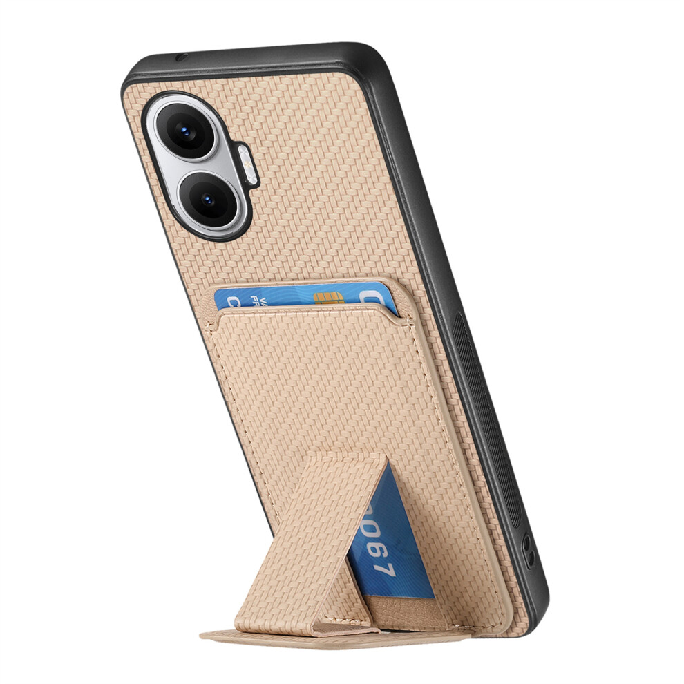 (Beige) For Xiaomi Redmi Turbo 4 Pro 5G Case Card Holder Carbon Fiber Texture Leather Coated Tpu Phone Cover Cream 6914284222239