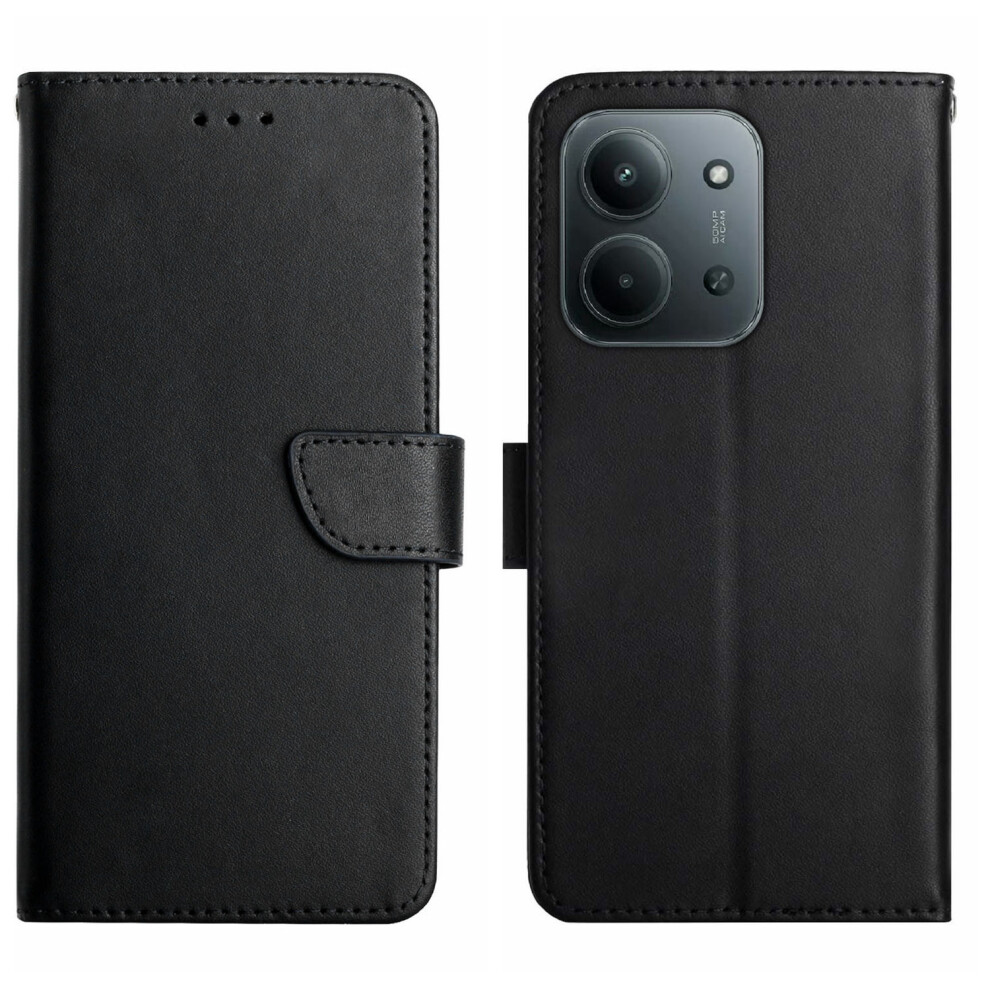 (Black) For Xiaomi Redmi 15C 4G (Global) (171Mm) / Poco C85 4G (171Mm) Case Genuine Cow Leather Phone Cover Nappa Texture Black 6914289892215