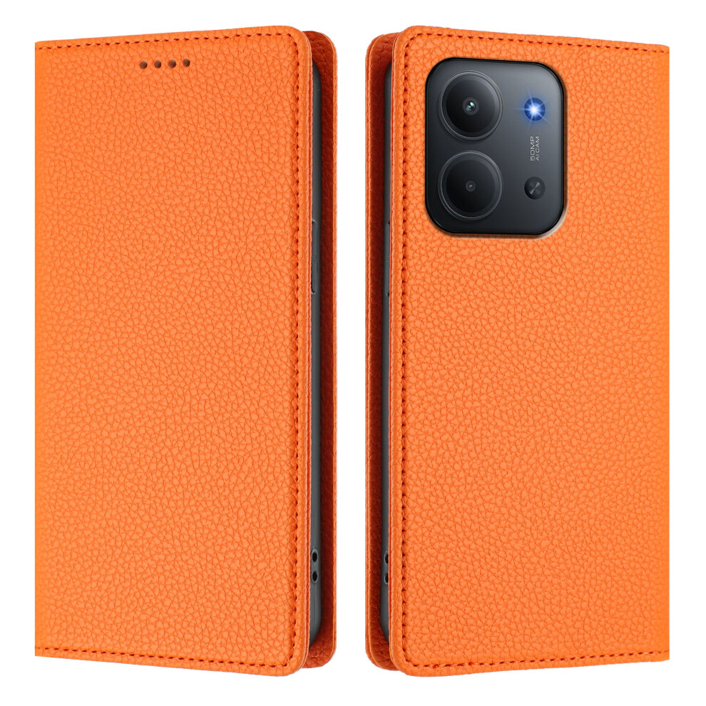 (Orange) For Xiaomi Redmi 15C 4G (Global) (171Mm) / Poco C85 4G (171Mm) Wallet Case Rfid Blocking Litchi Texture Leather Mobile Cover Orange 6914284596880