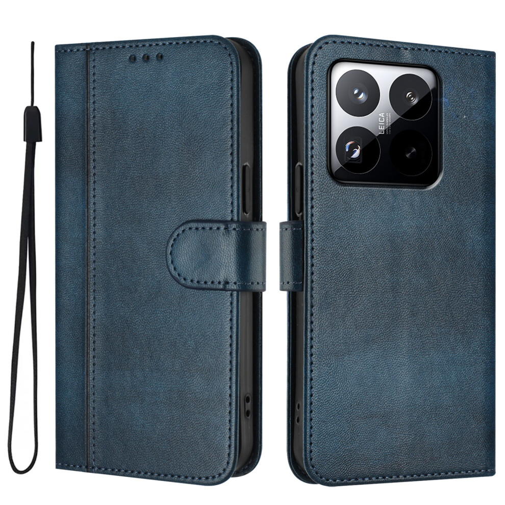 (Blue) For Xiaomi 15T Cases Wallet Stand Retro Texture Leather Phone Cover With Lanyard Blue 6914283503988