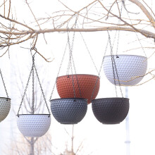 Self-Watering Hanging Planter for Indoor Outdoor Garden Flower Plant Pot Container, Water Reservoir Drainage Hole Design with Rustproof Chains,