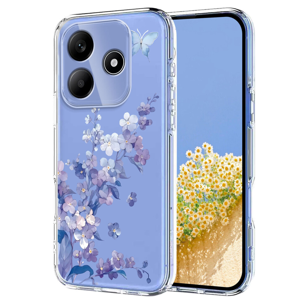 (Violets) For Xiaomi Redmi Note 14 4G (163.25Mm) Case Butterfly Floral Pattern Printing Tpu Phone Back Cover 6914280875668