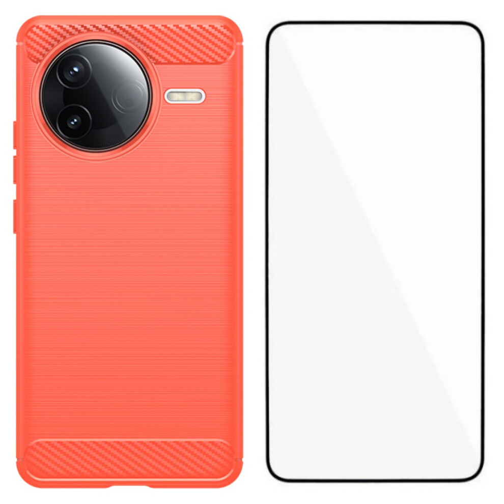 (Red) For Xiaomi Mi K80 5G / Xiaomi Poco F7 Pro 5G Case With Tempe Glass Wanlonfeng Ls Series Brushed Texture Tpu Phone Cover Red 6914288766524