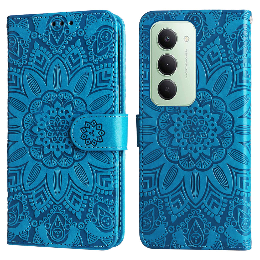 (Blue) For Xiaomi Redmi 15 5G (Global) (169Mm) Case Sunflower Imprint Leather Wallet Phone Cover Blue 6914287919754
