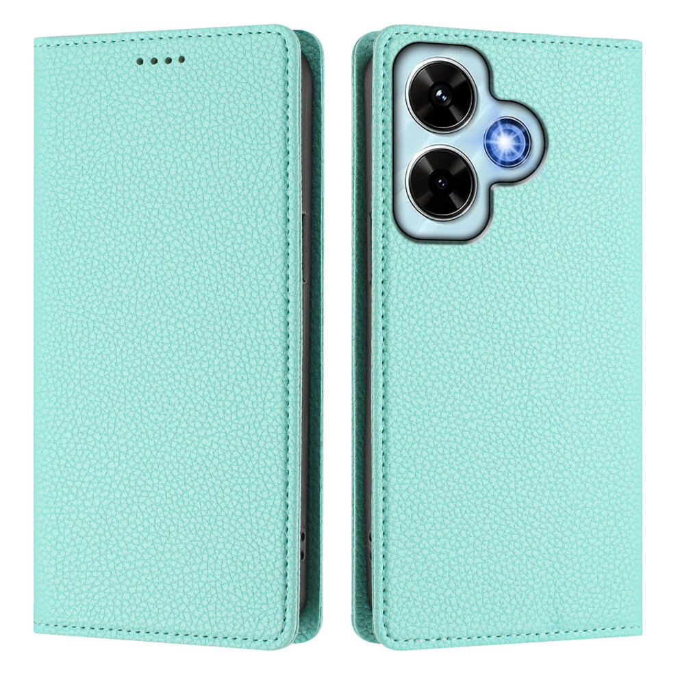(Mint ) For Xiaomi Redmi Note 13 4G Wallet Case Rfid Blocking Litchi Texture Leather Mobile Cover Green 6914286513946