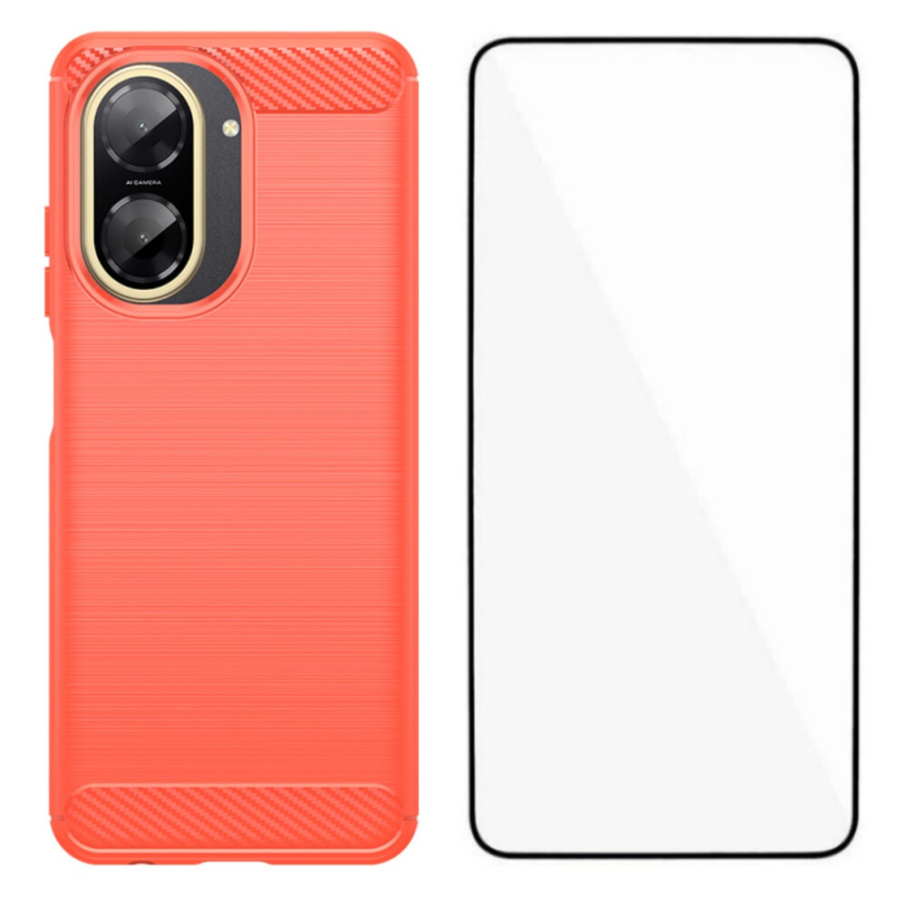 (Red) For Xiaomi Mi A5 4G (171.7Mm) Case With Screen Film Wanlonfeng Ls Series Big Lens Hole Brushed Texture Tpu Phone Cover Red 6914289728330