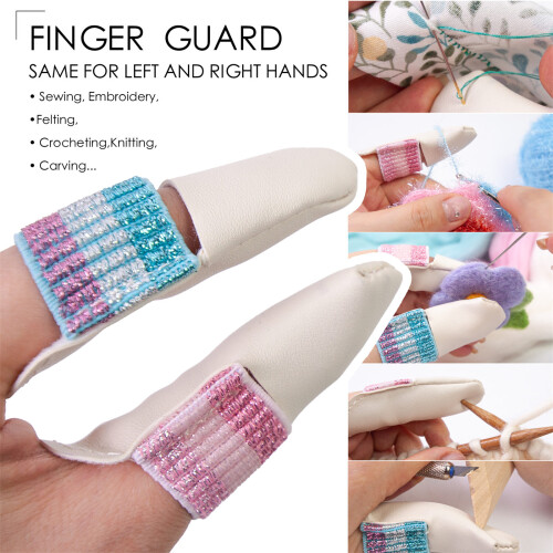 1 Pair Leather Thimbles Knitting Finger Protector Finger Guard 1